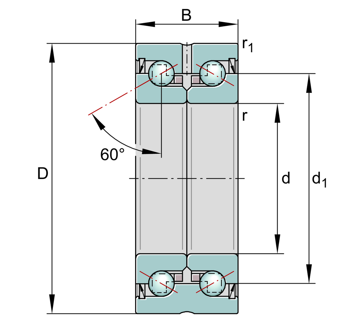 Упорно-радиальный шарикоподшипник INA ZKLN1034-2Z-XL (ZKLN 1034.2Z, ZKLN1034-2Z)