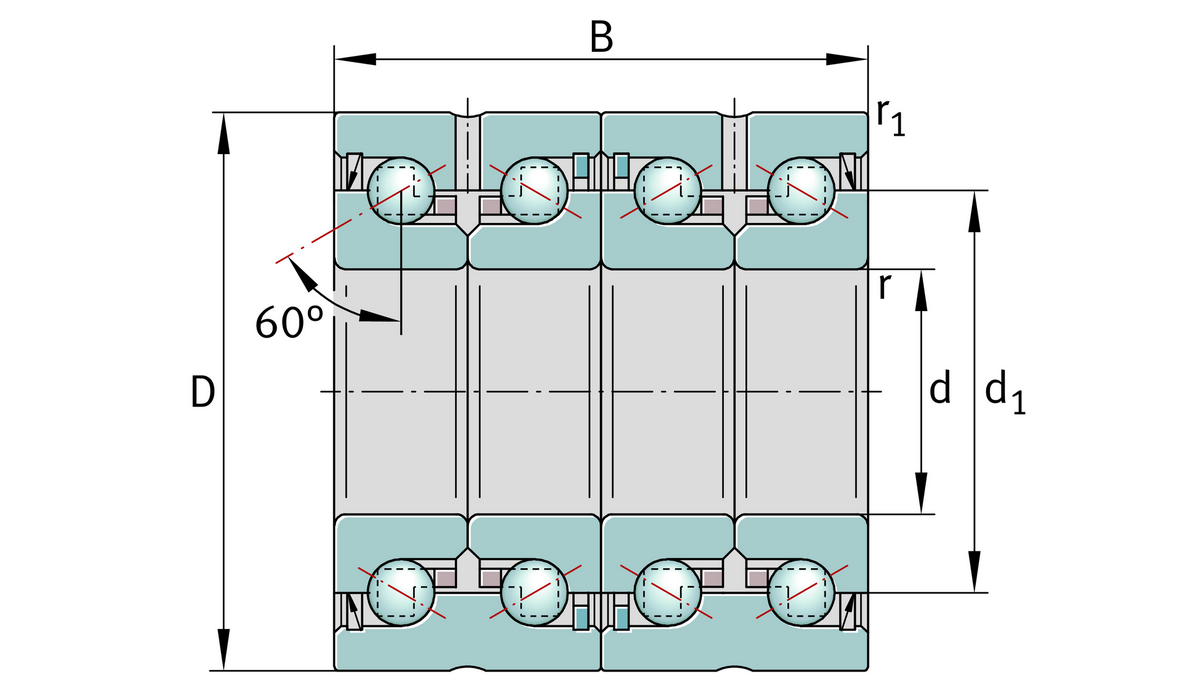 Упорно-радиальный шарикоподшипник INA ZKLN3062-2RS-2AP-XL (ZKLN 3062.2RS 2AP, ZKLN3062-2RS-2AP)