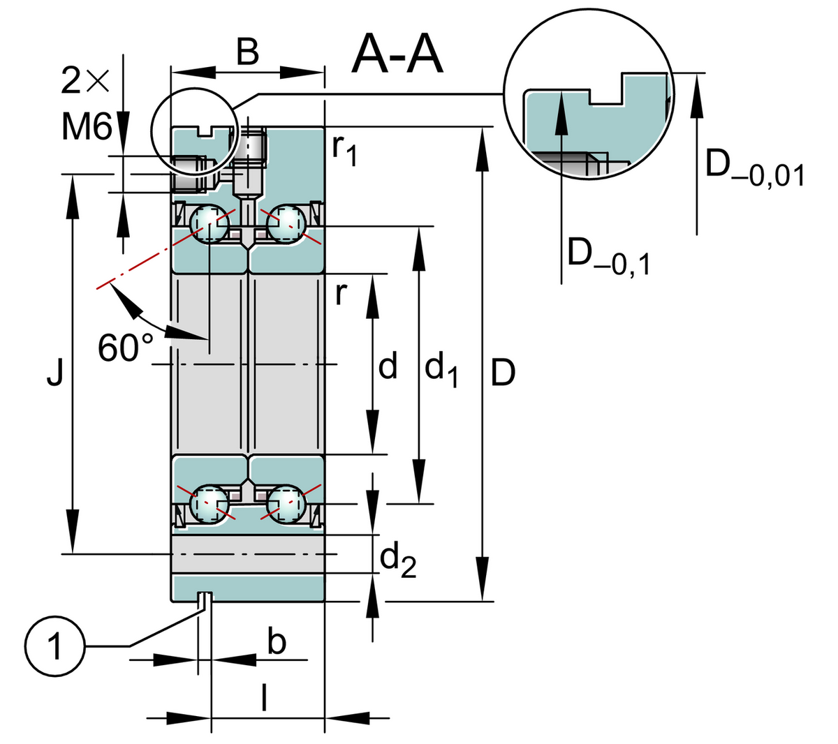 Упорно-радиальный шарикоподшипник INA ZKLF1762-2RS-XL (ZKLF 1762.2RS, ZKLF1762-2RS)