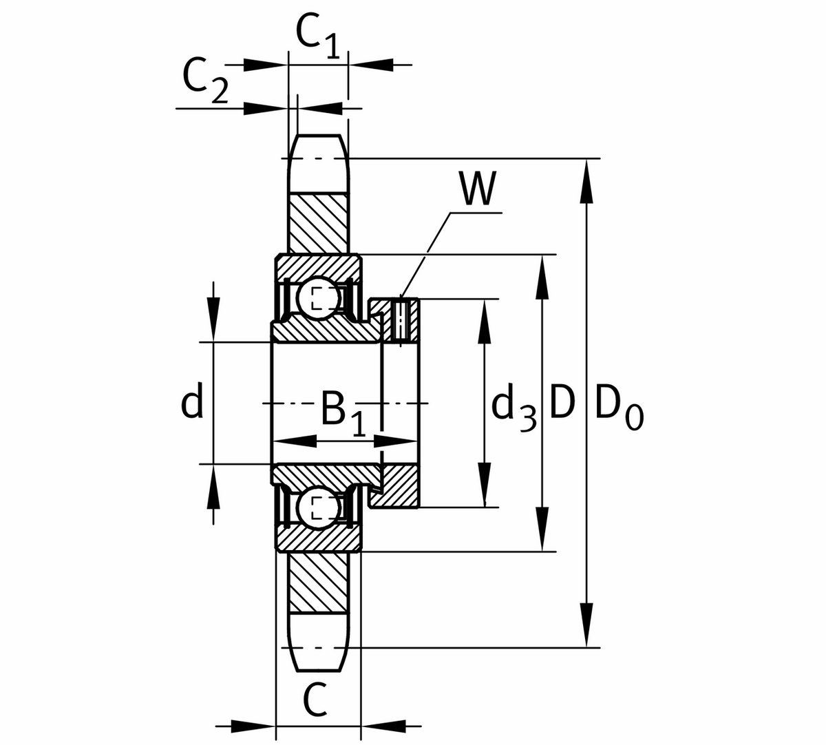 Звездочка-натяжитель цепи INA KSR15-B0-10-10-14-08 (KSR 15.BO.10.10.14.08)
